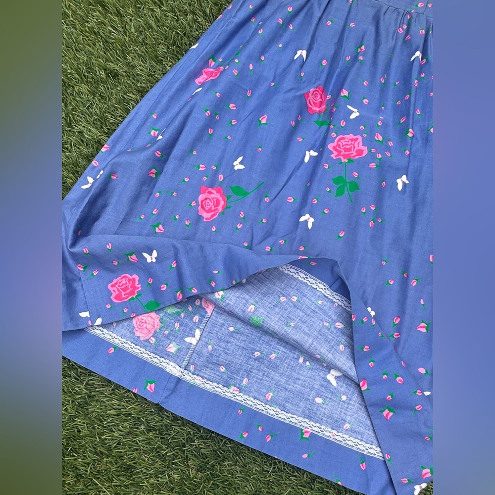 Vintage Malia Honolulu Periwinkle Floral Strappy Sun Dress - Picture 13 of 14